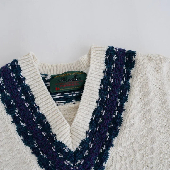 Vintage Northern Reflections Cream Chunky Knit Pullover Sweater Collegiate  S - Picture 10 of 10